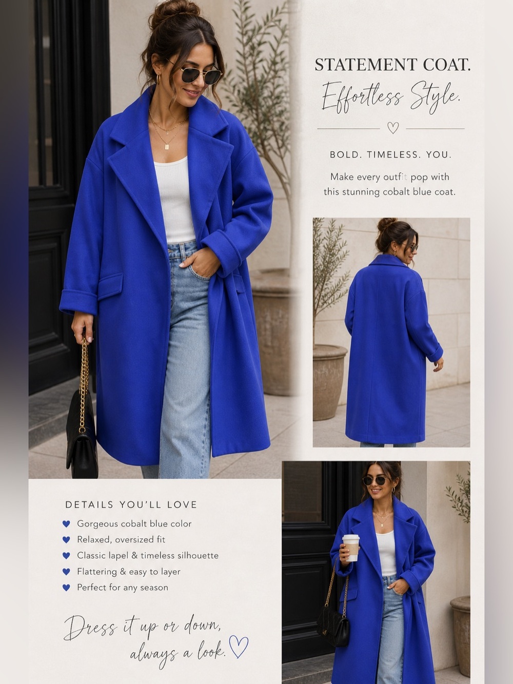 Express Royal Blue Trench Coat